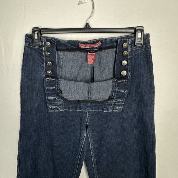 Coz Jeans Flare Leg Button Flap Closure 30x31 Women's 12 stretch dark wash Y2K - Picture 3 of 13